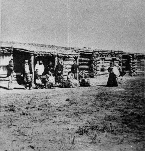 Officers' quarters at Cantonment Reno, later re-named Ft. McKinney. Wyomingheritage.org.