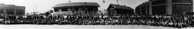 Union Pacific Railroad machine-shop crews, 1942. City of Evanston photo.