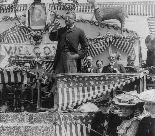 "The good citizen back of the law counts most," President Roosevelt told the crowd in Newcastle, Wyo. in April 1903. Library of Congress.