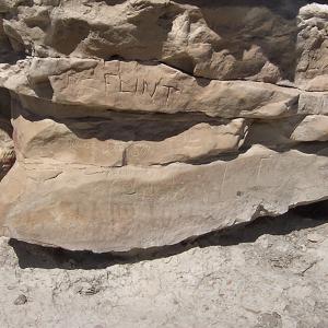 Panel 5 inscriptions. The view is to the west (Western Archaeological Services).