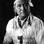 Dick Washakie or Ke Gush in ceremonial dress, 1913. Dick Washakie was the son of Chief Washakie. Joseph Dixon photo, Wyoming Veterans Memorial Museum.