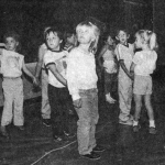 To allay possible fears, Cokeville preschoolers get their first look at the damaged classroom the week after the bombing. Bill Wilcox photo, Casper Star-Tribune Collection, Casper College Western History Center.