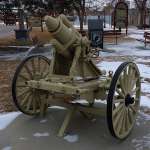 A captured German 17-centimeter trench mortar from World War I stands today among the memorials at Veteran's Park in Casper. Tom Rea photo.