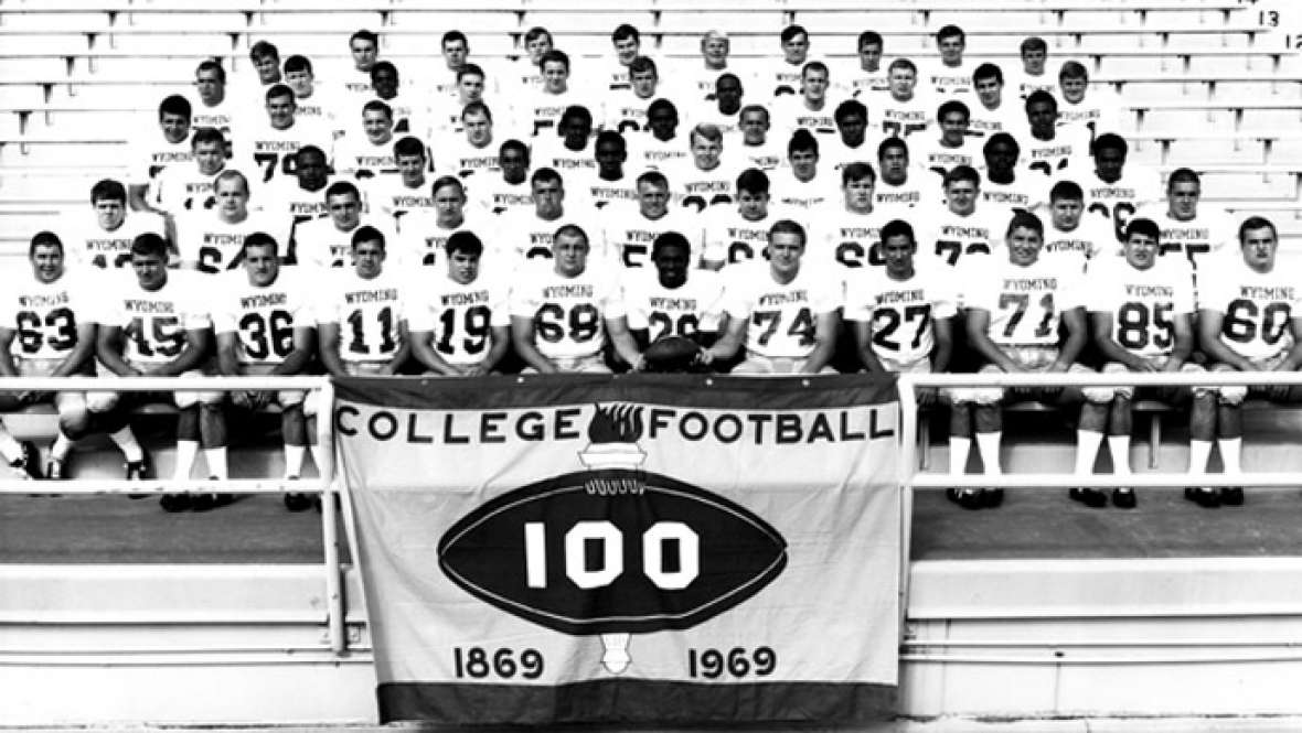 The University of Wyoming Cowboys near the start of the 1969 season. UW American Heritage Center.