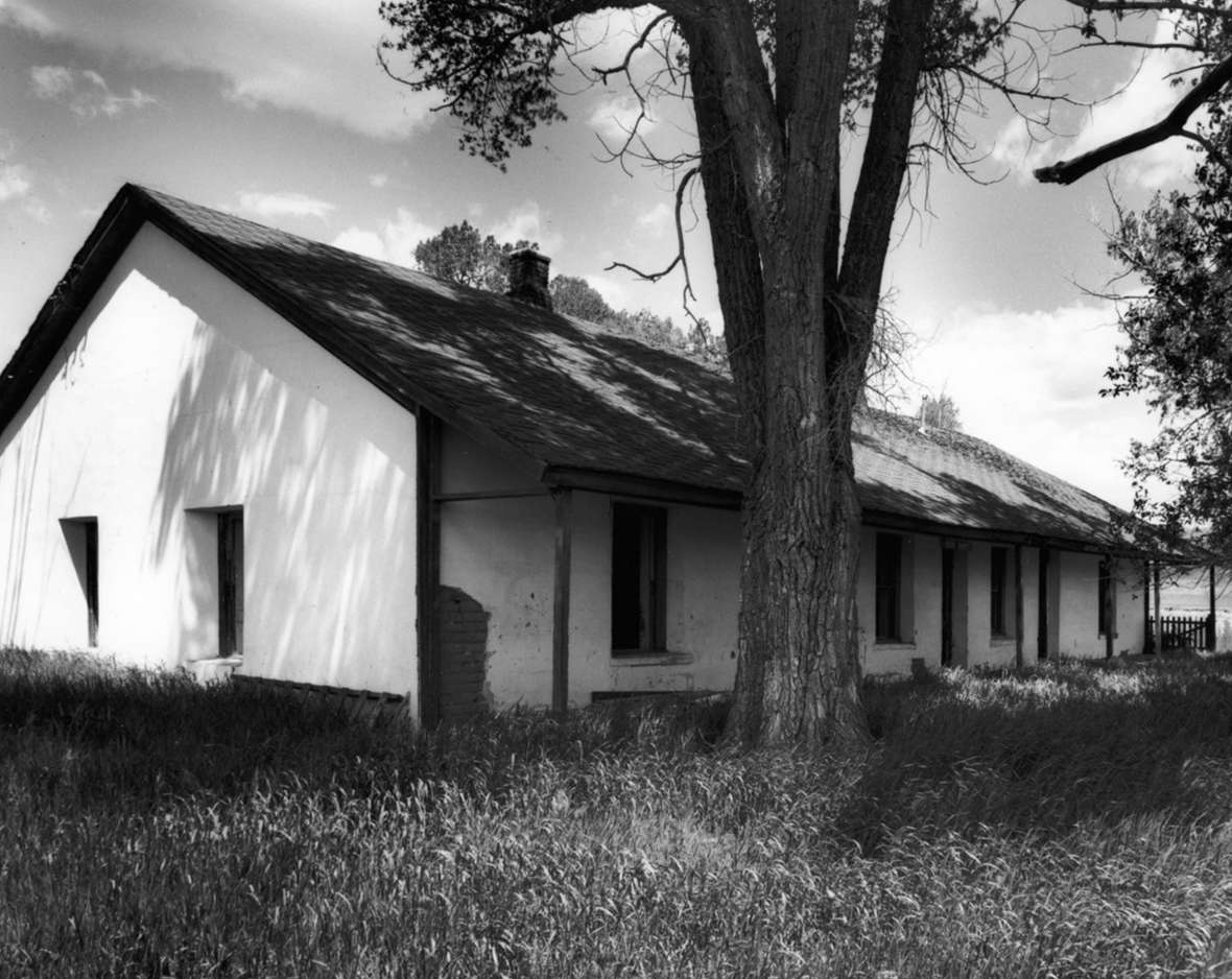 The adobe walls of Otto Franc’s house on the Pitchfork were 18 inches thick, supposedly to protect from Indian attack. Park County Archives.