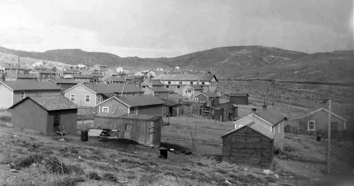 'Seventy-five comfortable and commodious houses have been built and others are being added,' the state mining inspector reported of Reliance in 1911. The first camp  also included a boarding house, bath house, mine offices and the mine entrance. Calling the houses 'comfortable and commodious' was probably an exaggeration. Sweetwater County Historical Museum.