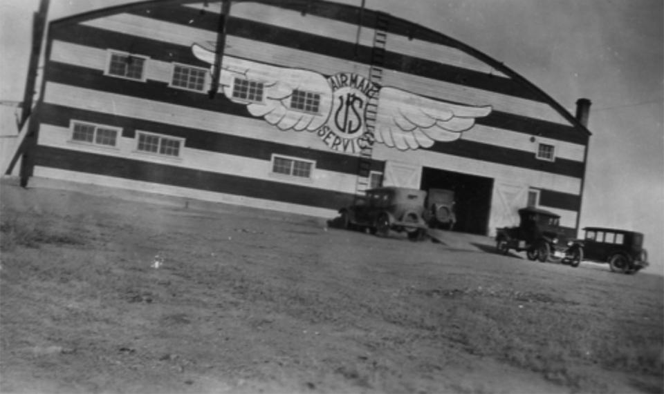 The U.S. Airmail Service hangar at Rock Springs, Wyo., circa 1925. Rock Springs and Cheyenne were major terminuses for airmail pilots. Ben Ashlock  photo, author's collection.