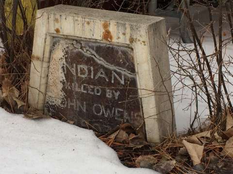 Black Kettle’s gravestone. Weston County Deputy Sheriff Johnnie Owens was one of the men on the posse that confronted the Oglalas on Lightning Creek northeast of Douglas, Wyo., 1903. Tom Rea photo.