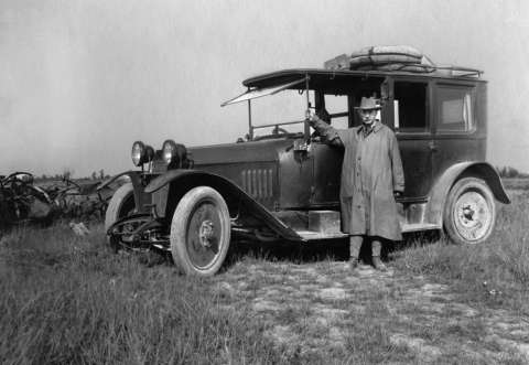 Photographer Joseph Dixon in Belgium 1921, when he toured World War I battlefields and hospitals after the end of the war. He was primarily interested in the places where Native American soldiers had fought and died. Wanamaker Collection, Mathers Museum of World Cultures, Indiana University. 