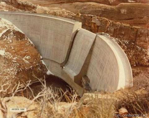 Anchor Dam today. Water has never flowed over the spillway in the center. USBR photo.