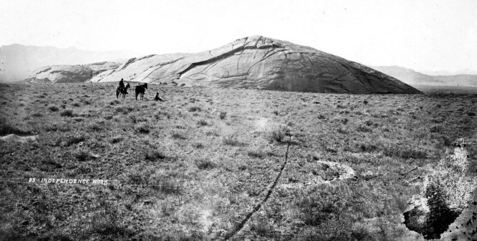 Independence Rock from the northwest, 1870. William Henry Jackson photo.