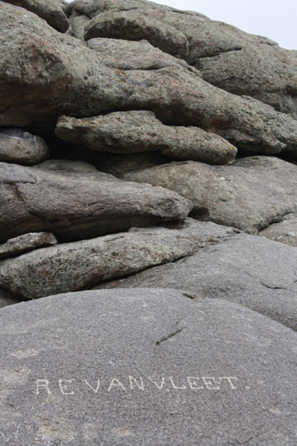 Thousands of travelers carved their names on Independence Rock in the mid 1800s. Tom Rea photo.