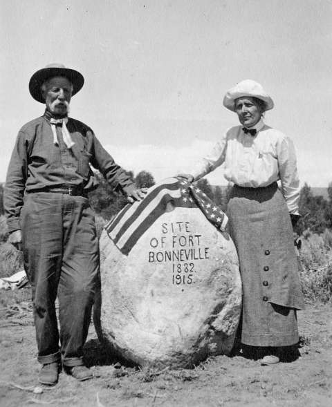 Longtime Fremont County legislator Herman Nickerson and University of Wyoming Prof. Grace Raymond Hebard marked a great many historic sites around the state. American Heritage Center.