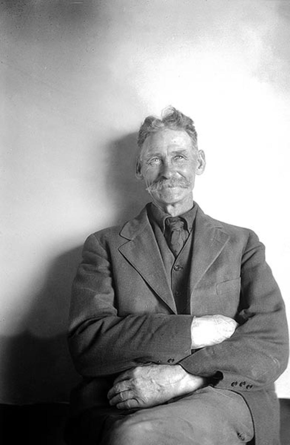 Lora's brother-in-law, rancher and teamster Charles T. Fait, March 1925. Lora Nichols Collection, Encampment Museum.