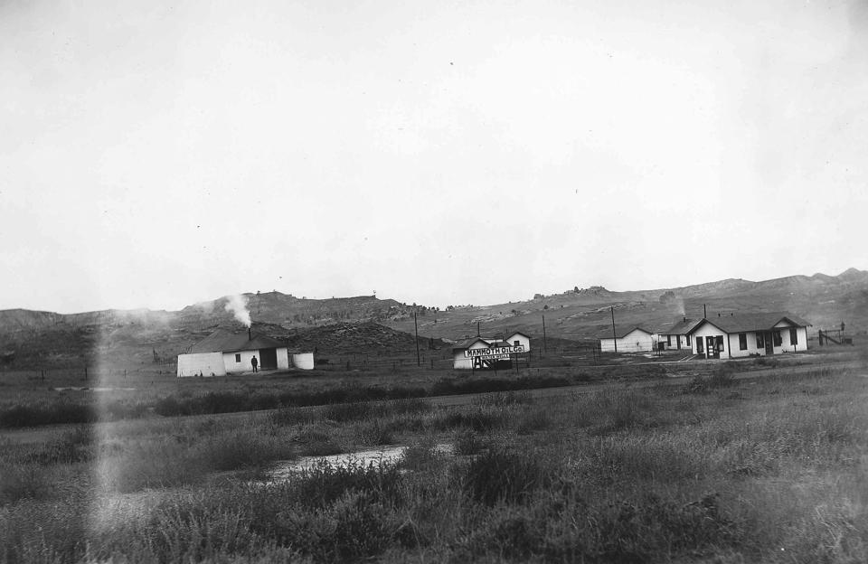 Water wells at one of the Mammoth Oil Company camps at Teapot Dome, 1927. DOE.