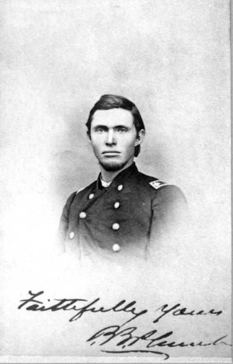 Preston Plumb in January 1865 in Paola, Kansas. He was a lieutenant colonel in the 11th Kansas Cavalry, having by then served for two and a half years in campaigns against pro-slavery bushwackers and more formally organized Confederate forces on the Missouri and Arkansas borders. Mollus-Mass Collection, U.S. Army Heritage and Education Center, Carlisle, Pa.